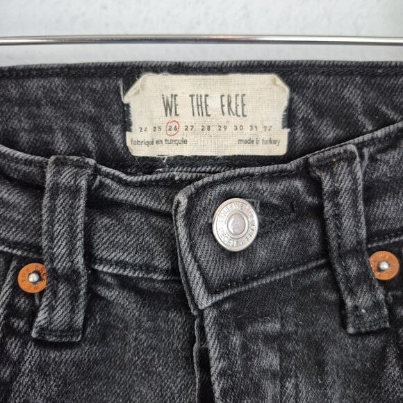 We The Free Jeans Womens 26 Black Distressed Mid Rise Button Fly Ladies Pants - Picture 12 of 16